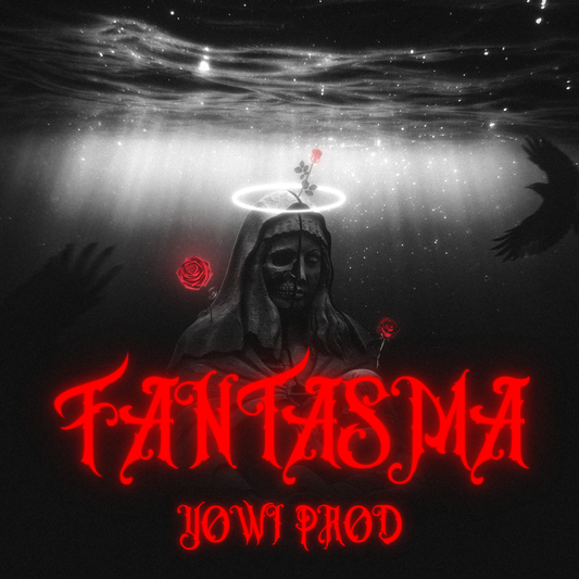 Carátula del beat Fantasma de YowiProd · estilo rap oscuro con atmósfera sobrenatural y rosas rojas